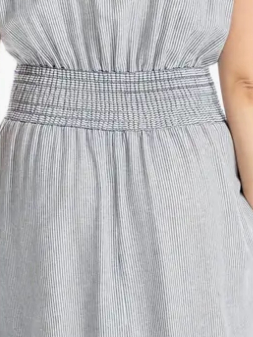 Max Studio Light Blue Stripe Tie-Waist Midi Dress size Small - Picture 7 of 16